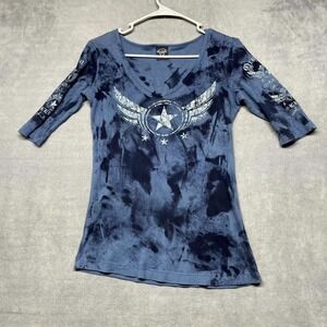 Sledge USA Y2K Shirt Womens Small Multicolor Tie Dye Graphic Featuring A Star